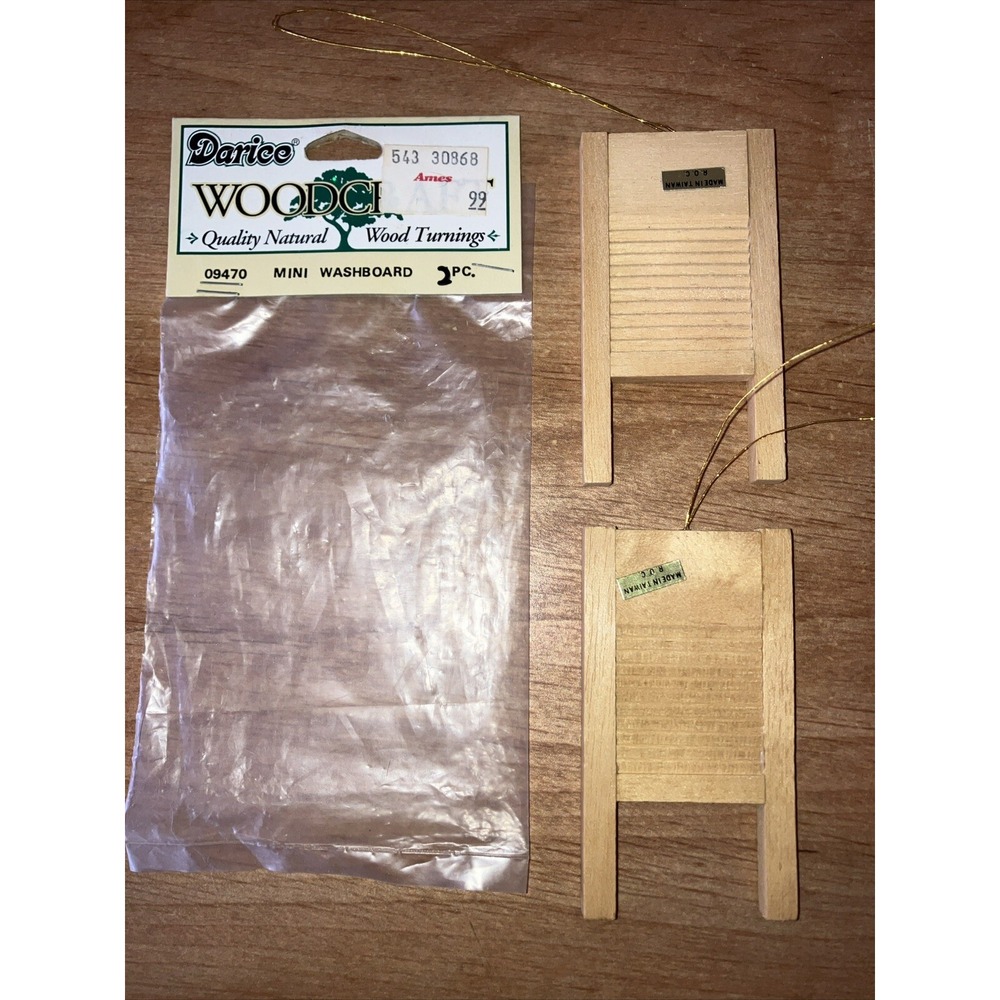 Package of 2 - Vintage Darice Woodcraft MINI WASHBOARD - New in Package